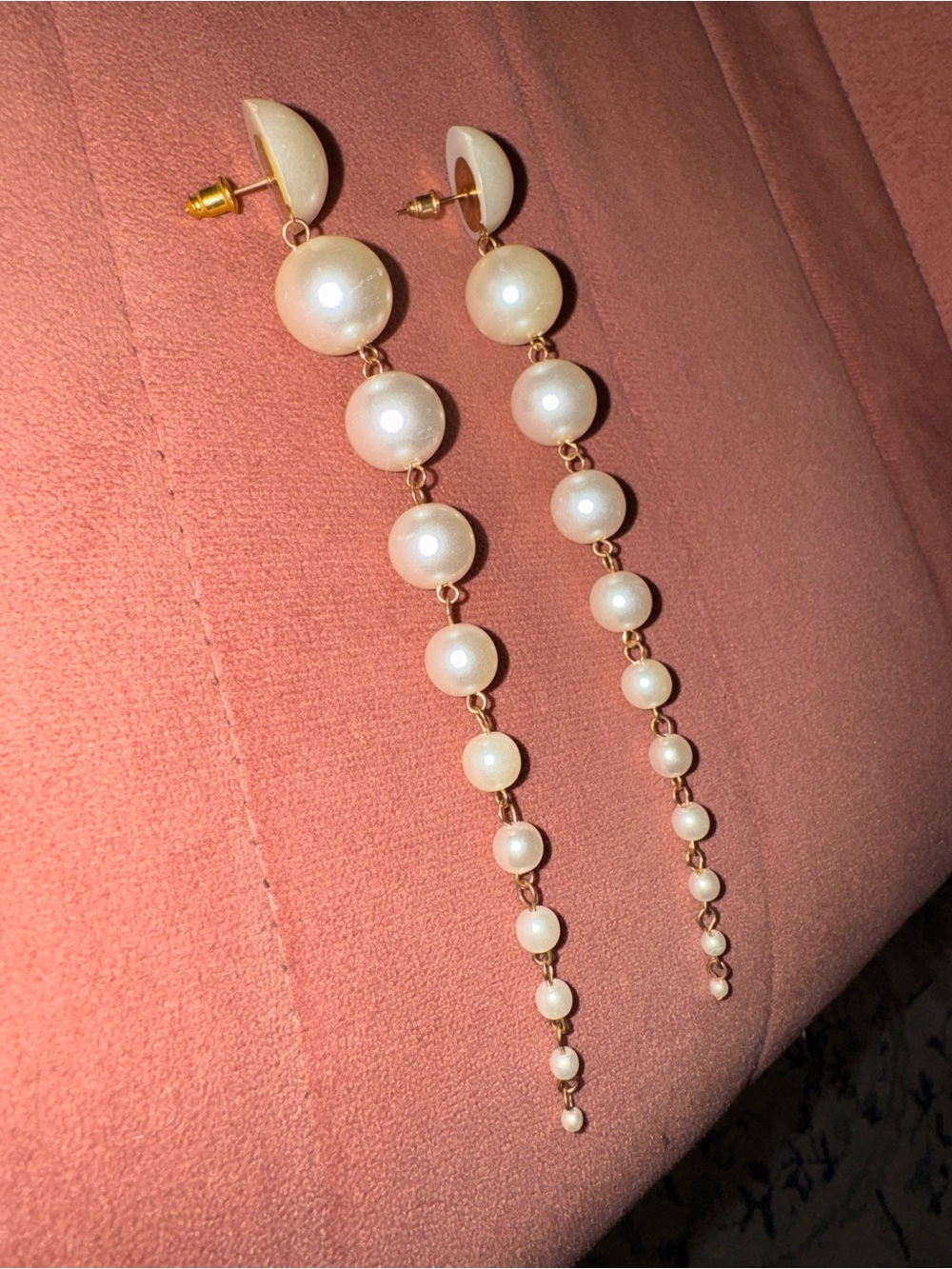 Pearl Drop Dangle Earrings - White Pearlescent - Picture 2 of 4